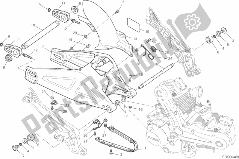 Toutes les pièces pour le Bras Oscillant du Ducati Monster 795 ABS Corse Stripe CHN-Thailand 2014